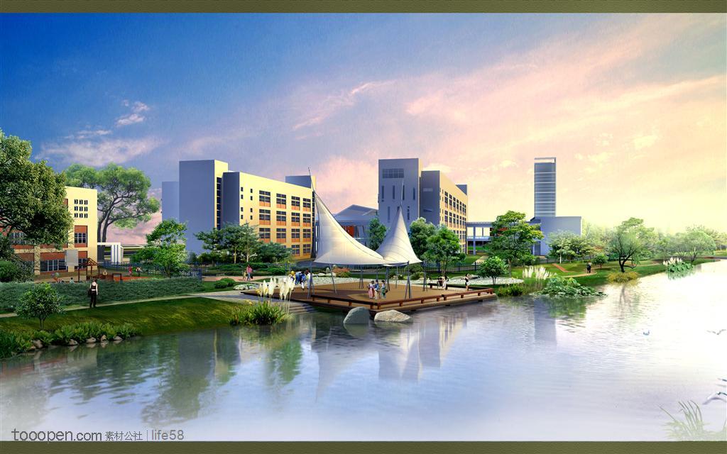 房地產園林景觀建筑設計效果圖psd模板 - 堆糖,美圖壁.