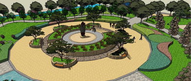 精品公園游園景觀規劃建筑su模型設計素材 植物景觀模型大全 18407277